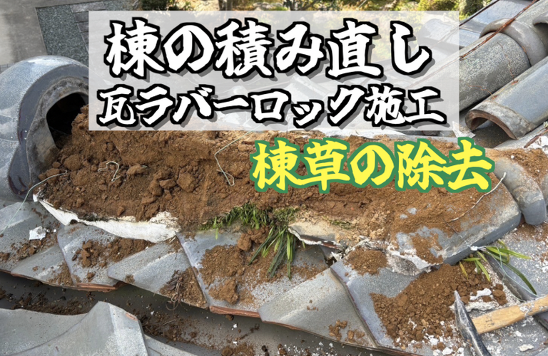 S様邸（津市）棟草の除去・瓦ラバーロック施工【屋根修繕工事なら株式会社NEXTクリエイト】